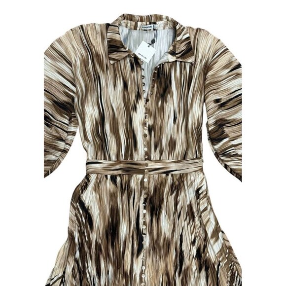 Simkhai Sz 6 Dress Midi Brown Striped Long Sleeve Designer South Western Boho - Picture 6 of 13